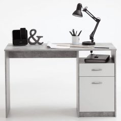   FMD betonszürke és fehér egyfiókos íróasztal 123 x 50 x 76,5 cm (428738)