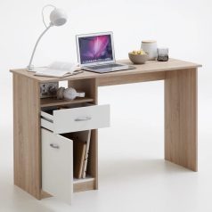   FMD egyfiókos tölgyszínű és fehér íróasztal 123 x 50 x 76,5 cm (428739)