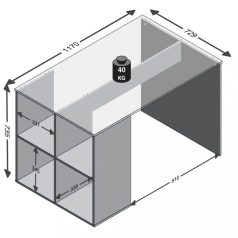   FMD fehér íróasztal oldalpolcokkal 117 x 72,9 x 73,5 cm (428732)