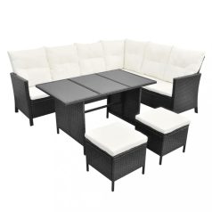   43096 4 Piece Garden Lounge Set with Cushions Poly Rattan Black (43096)