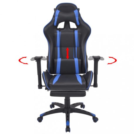 Kék dönthető versenyülés kialakítású irodai szék lábtartóval (20166)