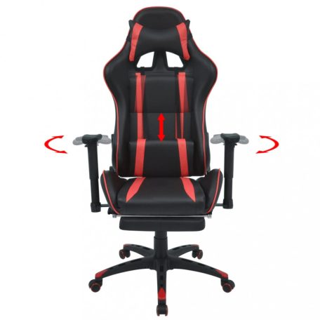 Piros dönthető versenyautó ülés alakú irodai szék lábtartóval (20168)