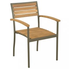   2 db rakásolható tömör akácfa és acél kültéri szék (44236)