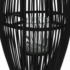 Fekete bambusz függő gyertyatartó lámpás, 95 cm