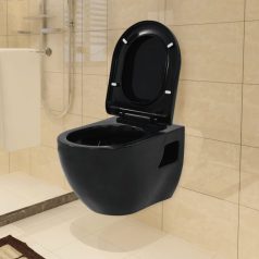   Falra szerelhető fekete kerámia WC rejtett öblítőtartállyal (275792)