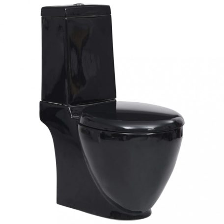 Fürdőszobai kerek fekete kerámia WC alsó vízelvezetéssel (141136)