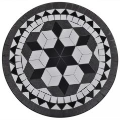 Fekete és fehér mozaik bisztró asztal 60 cm (41532)