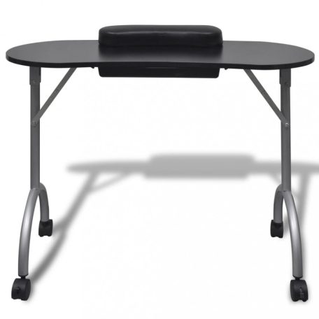 Összecsukható manikűr asztal kerekekkel fekete (110123)