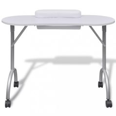Fehér összecsukható manikűr asztal görgőkkel (110124)