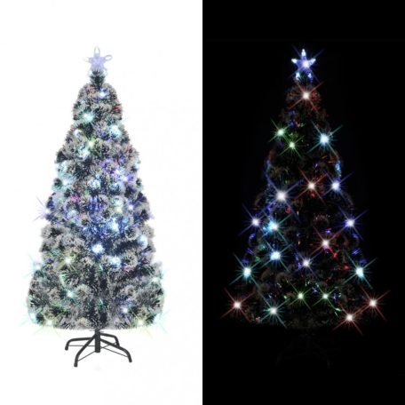 Optikai szálas műkarácsonyfa talppal/LED fénnyel 180 cm (242427)