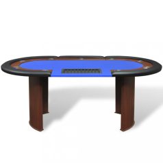   10 személyes, kék pókerasztal osztó résszel és zsetontálcával (80134)