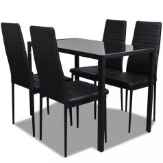 5 darabos fekete étkezőasztal szett (242986)