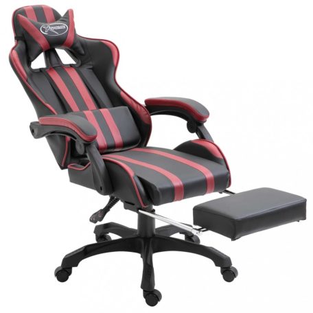 Bordó műbőr gamer szék lábtartóval (20223)