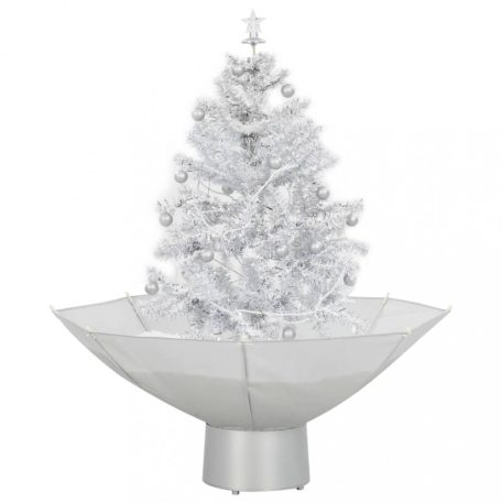 Fehér havazó karácsonyfa ernyő alakú talppal 75 cm (284332)