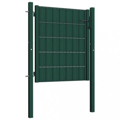 Zöld PVC és acél kerítéskapu 100 x 101 cm (145228)