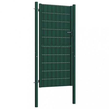 Zöld PVC és acél kerítéskapu 100 x 124 cm (145229)