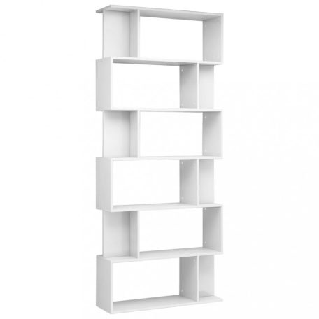 Magasfényű fehér könyvszekrény/térelválasztó 80 x 24 x 192 cm (800096)