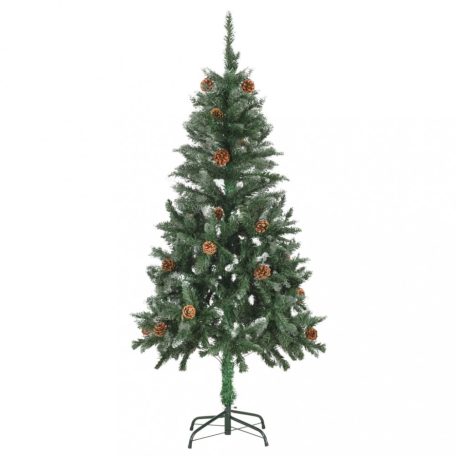 Műkarácsonyfa fenyőtobozokkal és fehér csillámmal 150 cm (284317)
