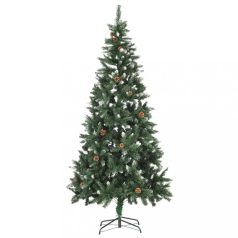   Műkarácsonyfa fenyőtobozokkal és fehér csillámmal 210 cm (284319)