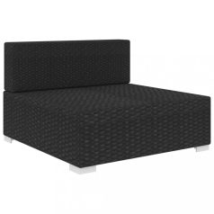   1 db fekete polyrattan moduláris középső kanapé párnákkal (46794)