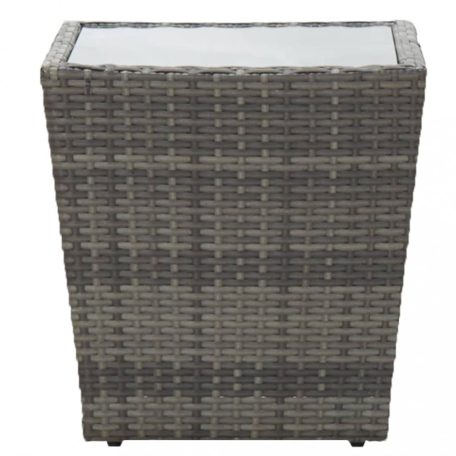 Szürke polyrattan és edzett üveg teázóasztal 41,5x41,5x43 cm (46196)