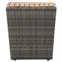   Szürke polyrattan és tömör akácfa teázóasztal 41,5x41,5x43 cm (46198)