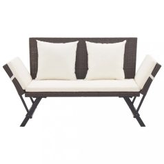 Barna polyrattan kerti pad párnákkal 176 cm (46231)