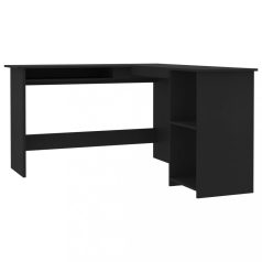   Fekete forgácslap L-alakú sarok-íróasztal 120 x 140 x 75 cm (800748)
