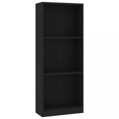  3-szintes fekete forgácslap könyvszekrény 40 x 24 x 108 cm (800829)
