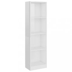   4-szintes magasfényű fehér forgácslap könyvszekrény 40x24x142cm (800843)