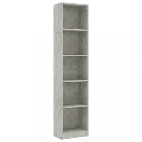 5-szintes betonszürke forgácslap könyvszekrény 40 x 24 x 175 cm (800850)