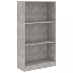   3 szintes betonszürke szerelt fa könyvszekrény 60x24x109 cm (800868)