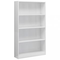   4-szintes fényes fehér forgácslap könyvszekrény 80x24x142 cm (800915)