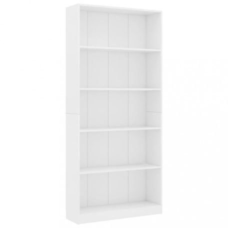 5-szintes fehér forgácslap könyvszekrény 80 x 24 x 175 cm (800918)