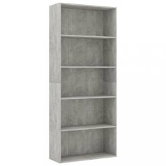   5 szintes betonszürke forgácslap könyvszekrény 80 x 30 x 189 cm (801030)