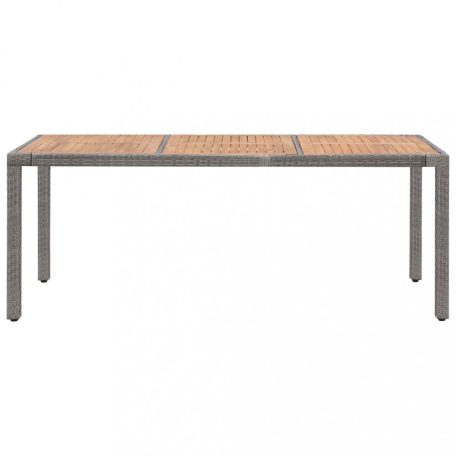 Szürke polyrattan és tömör akácfa kerti asztal 190 x 90 x 75 cm (46108)