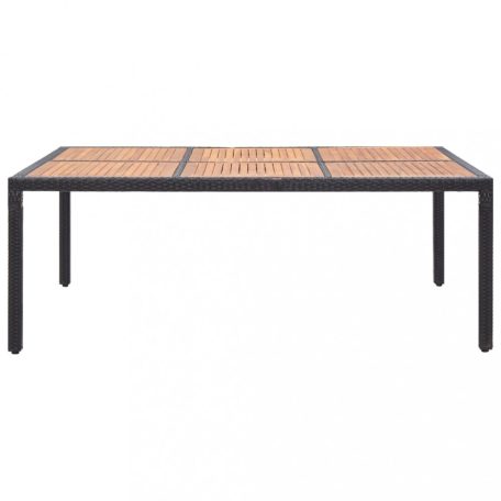 Fekete polyrattan és akácfa kerti asztal 200 x 150 x 74 cm (46134)