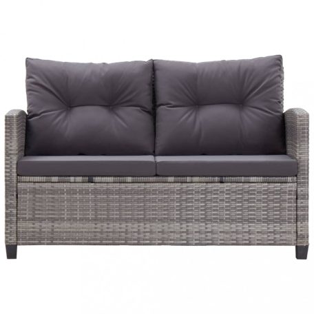 Kétszemélyes szürke polyrattan kerti kanapé párnákkal 124 cm (46154)