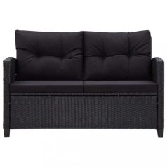   Fekete polyrattan kétszemélyes kerti kanapé párnákkal 124 cm (46155)