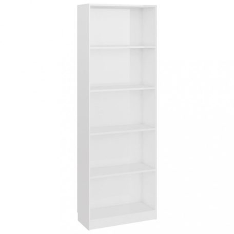5-szintes magasfényű fehér forgácslap könyvszekrény 60x24x175cm (800888)