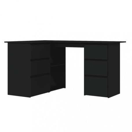 Fekete forgácslap sarok íróasztal 145 x 100 x 76 cm (801090)