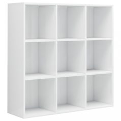   Magasfényű fehér forgácslap könyvszekrény 98 x 30 x 98 cm (801131)