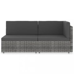 2 személyes szürke elemes polyrattan kanapé (49524)