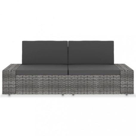 2 személyes szürke elemes polyrattan kanapé (49525)