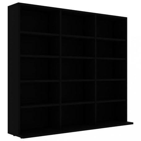 Fekete forgácslap CD-tartó szekrény 102 x 23 x 89,5 cm (801788)