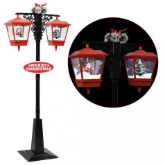   Fekete/piros PVC karácsonyi utcai lámpa Mikulással 81x40x188 cm (289926)