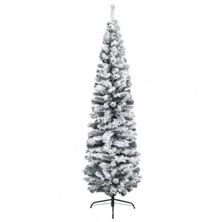 Zöld vékony PVC műkarácsonyfa pelyhes hóval 180 cm (320954)