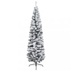   Zöld vékony PVC műkarácsonyfa pelyhes hóval 240 cm (320956)