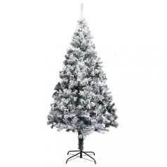 Zöld PVC műkarácsonyfa pelyhes hóval 240 cm (320966)