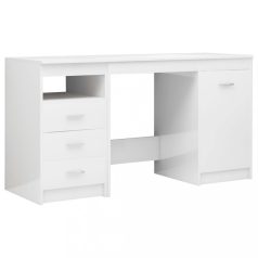   Magasfényű fehér forgácslap íróasztal 140 x 50 x 76 cm (3054786)